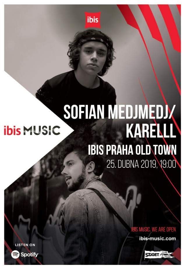 V ibis Praha Old Town (Na Poříčí 5, Praha 1) se koncert uskuteční 25. dubna od 19 hodin a vystoupí na něm dva mladí hudebníci Sofian Medjmedj a Karelll. V ibis Praha Old Town (Na Poříčí 5, Praha 1) se koncert uskuteční 25. dubna od 19 hodin a vystoupí na něm dva mladí hudebníci Sofian Medjmedj a Karelll.
