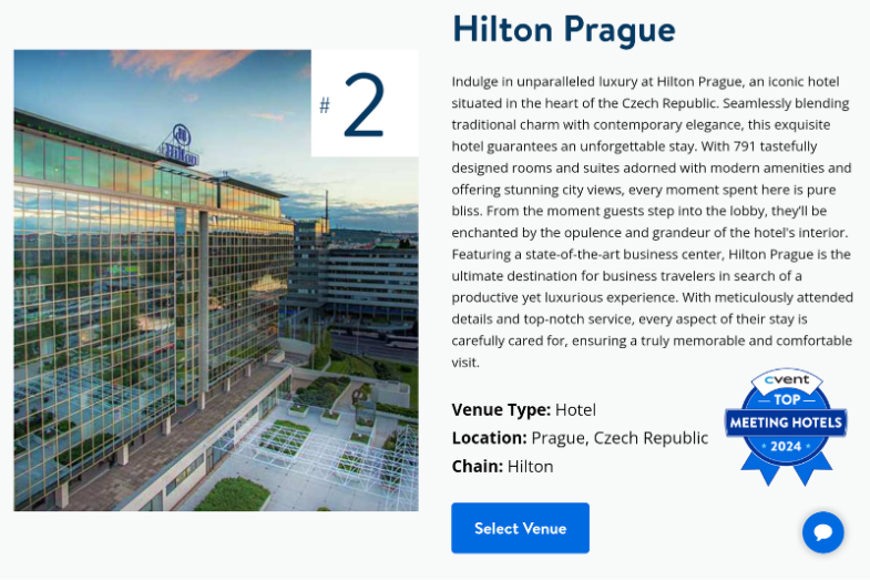 Hilton Prague druhým nejlepším konferenčním hotelem v Evropě, screensh9t ž https://toplists.cvent.com/the-top-50-hotels-in-europe/.png Hilton Prague druhým nejlepším konferenčním hotelem v Evropě, screensh9t ž https://toplists.cvent.com/the-top-50-hotels-in-europe/